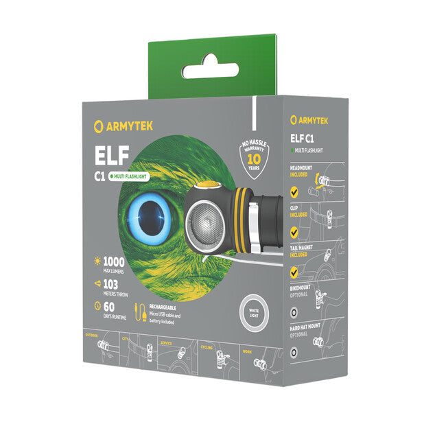 ArmyTek Elf C1 torcia portatile a LED 1000 lm 1440 h 56 g, bianchi