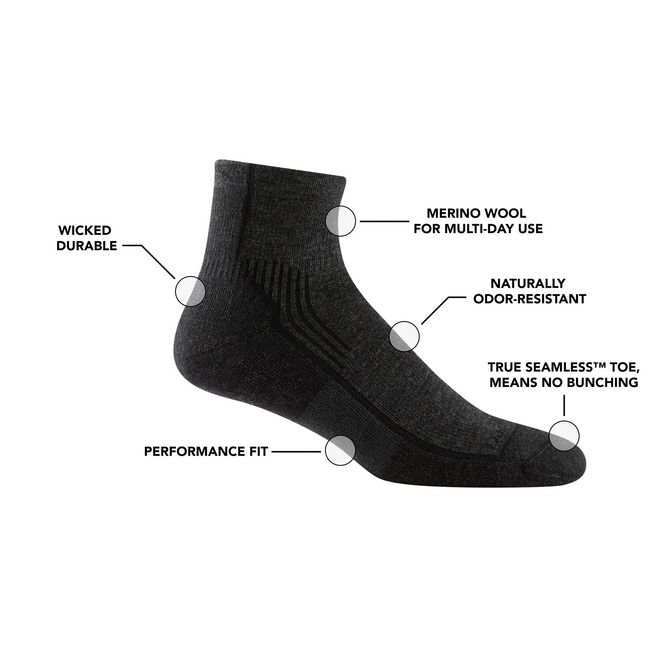 Darn Tough Hiker 1/4 calzini medio leggero con cuscino, onyx black