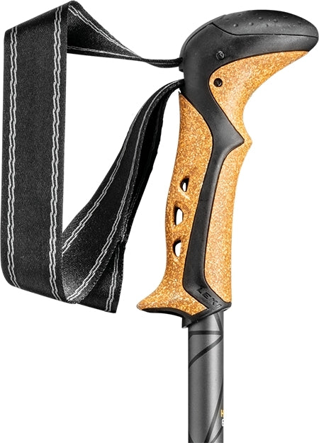 Leki Khumbu Lite bastoncini da trekking 100 - 135 cm , nero-antracite scuro-mango