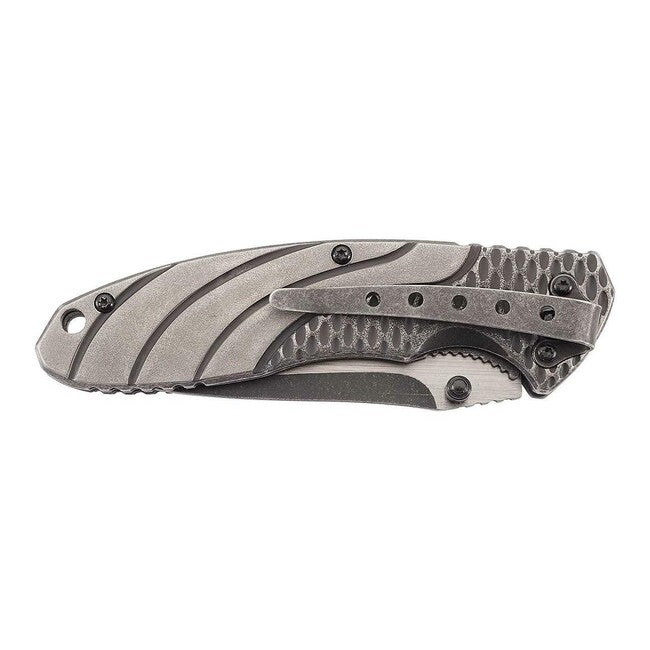 Herbertz Coltello con chiusura a una mano 9 cm acciaio inox con motivo a nido d'ape, stonewash