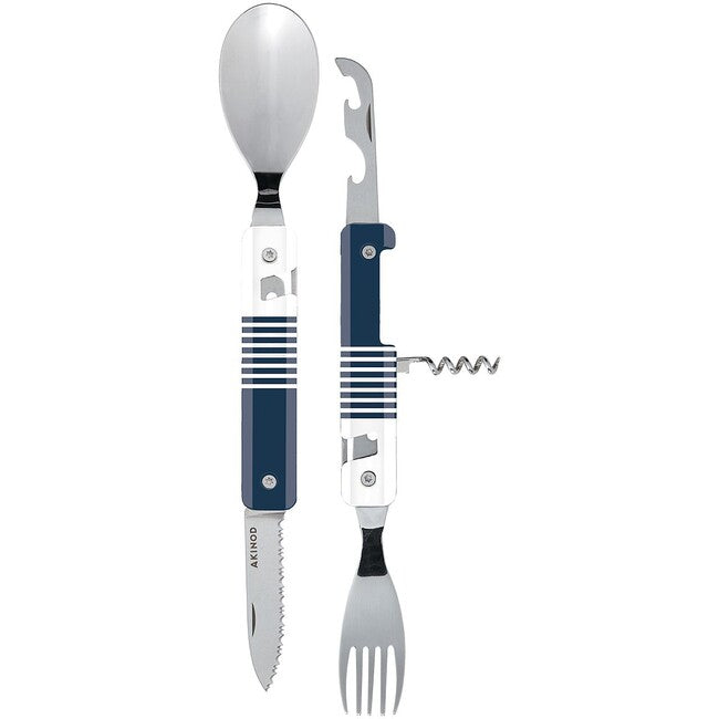 Akinod A02M00044 posate multifunzione 13h25, finitura blu mariniere-specchio