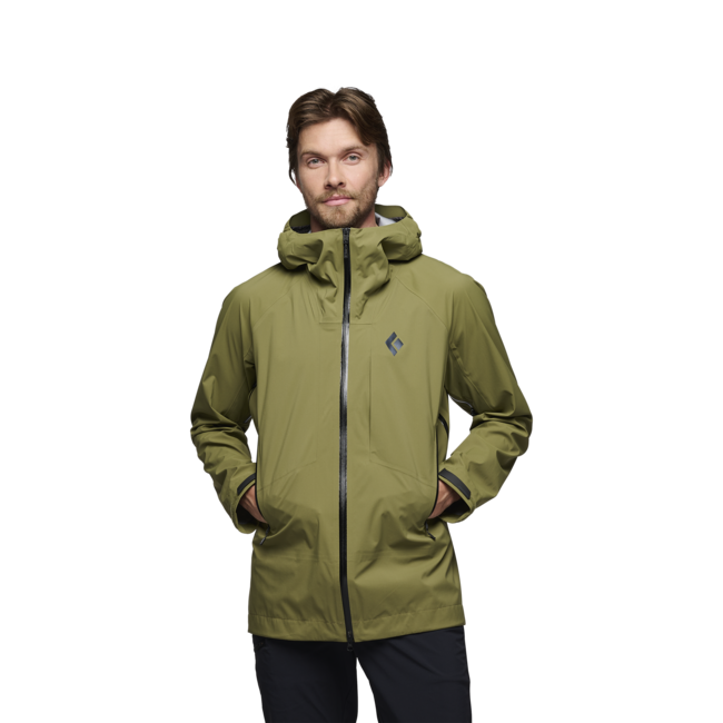 Black Diamond Highline Stretch Shell giacca impermeabile da uomo, verde falesia