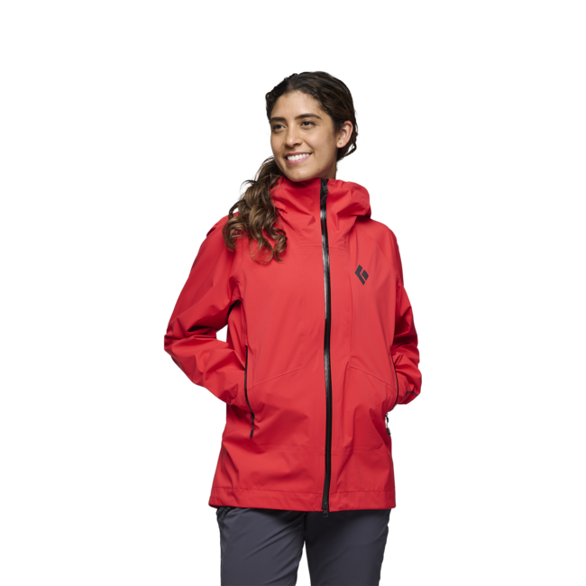 Black Diamond Highline Stretch Shell giacca impermeabile da donna, rossa corallo