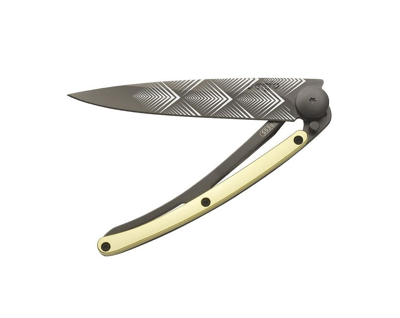 Deejo ORO Tattoo coltello Oro giallo 23 carati Art Deco