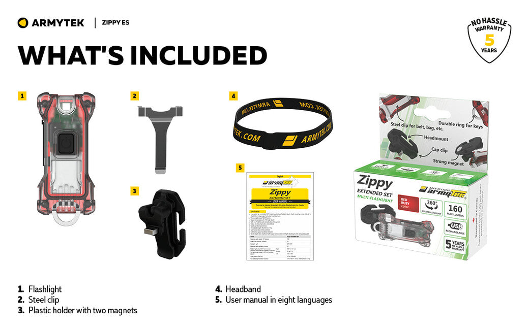 ArmyTek Zippy ES set torcia a led e portachiavi, rosso
