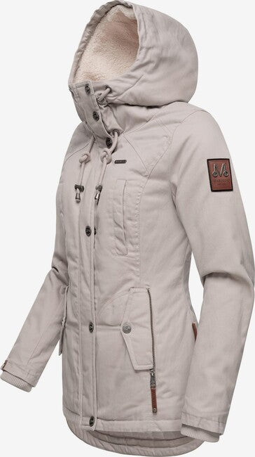 Marikoo Bikoo parka invernale da donna con cappuccio, grigio chiaro