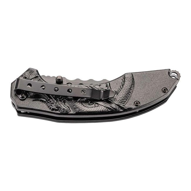 Herbertz Coltello a una mano 8,5 cm, alluminio, drago 3D