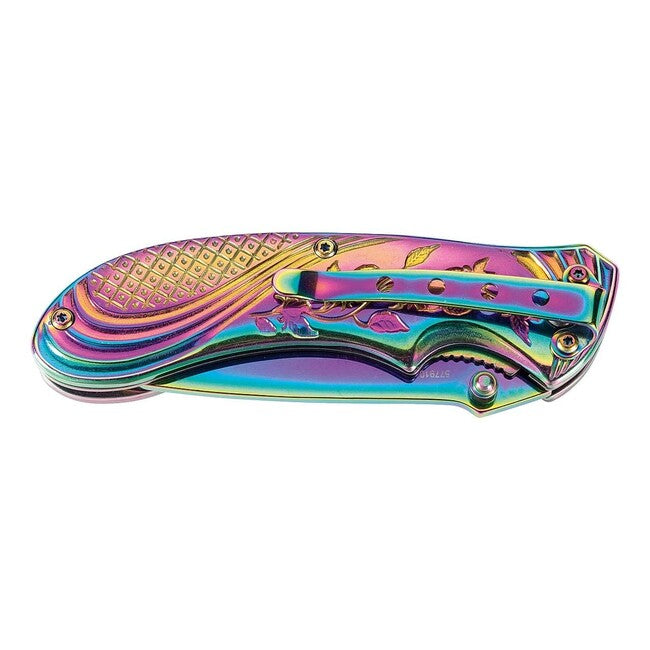 Herbertz Rainbow coltello tascabile a una mano 8 cm, iridescente