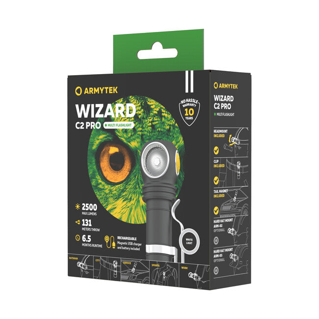ArmyTek Wizard C2 Pro torcia portatile con supporto magnetico 2500 lm 4800 h 65, white