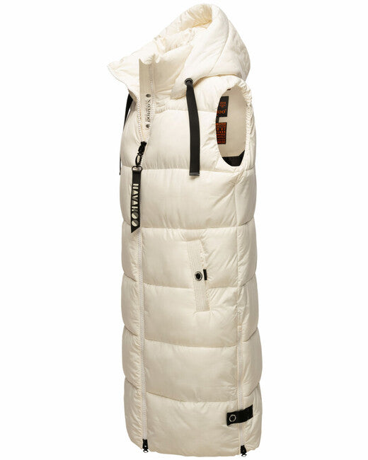 Navahoo Schnuffelchen gilet lungo da donna, bianco sporco