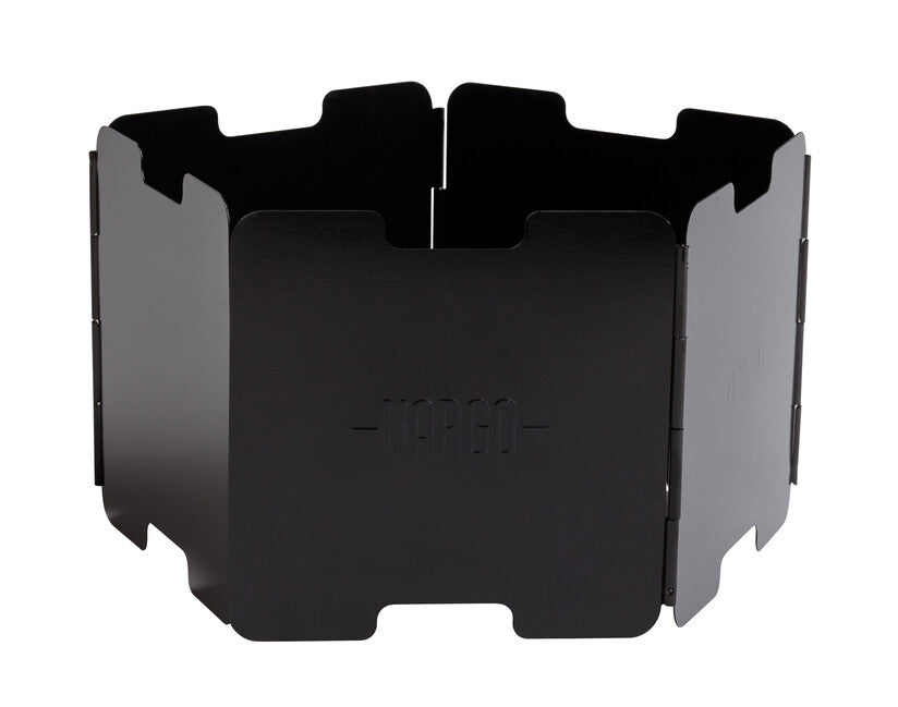 Vargo Parabrezza in alluminio con supporto per pentole ad alcool, nero