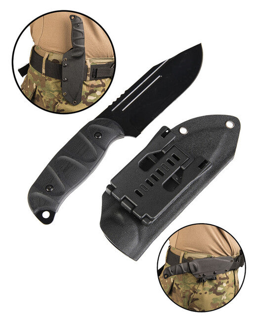 Mil-Tec G10 coltello con fodero in Kydex, nero