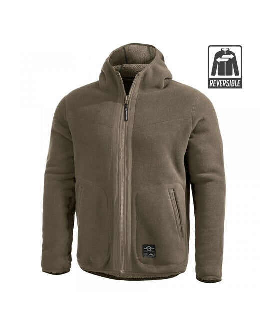 Pentagon Ianos Sherpa giacca in pile da uomo reversibile, kaki/verde