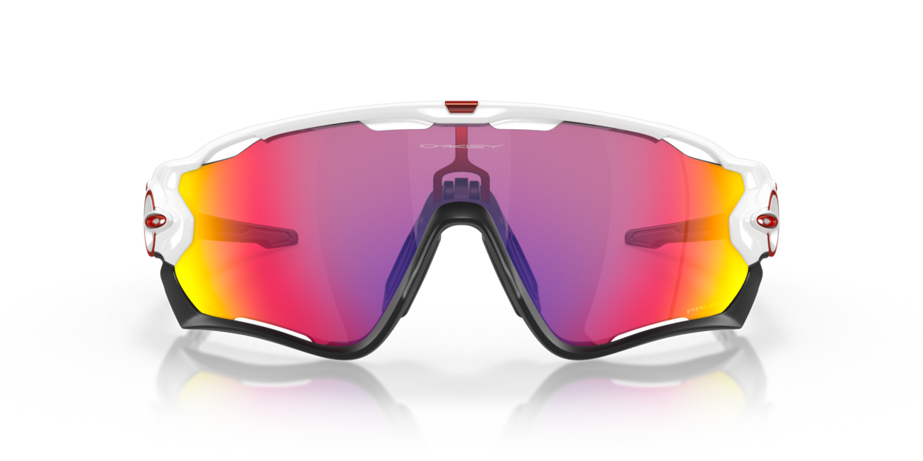 Oakley Jawbreaker occhiali da sole con telaio Polished White e con le diapositive Prizm Road