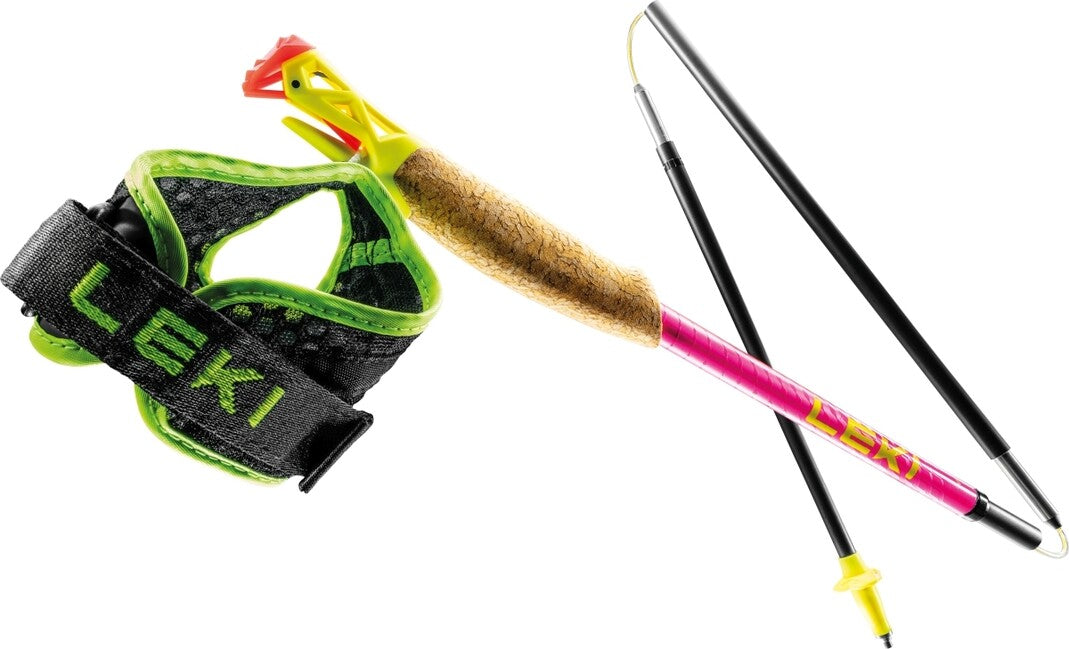 Leki Ultratrail FX.One Superlite bastoncini da trail running, rosa neon - giallo neon - carbonio naturale