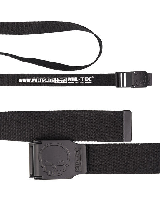 Mil-Tec Fibbia da cintura con teschio 40 mm, nera