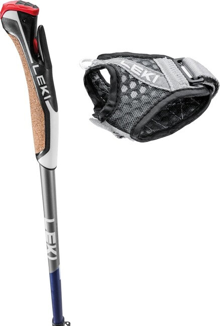 Leki Traveller Carbon bastoncini da nordic walking 90 - 130 cm, blu notte metallizzato scuro-bianco antracite chiaro