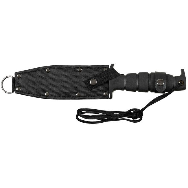 Fox Outdoor Pilot coltello, nero, manico in gomma, con fodero