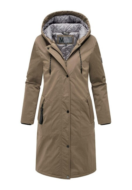 Marikoo Ledalaa parka invernale da donna con cappuccio, marrone pietra