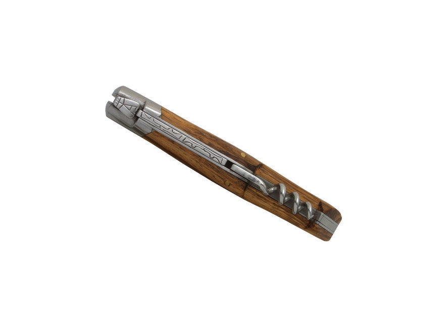 Laguiole DUB042 coltello tascabile con cavatappi, lama 12cm, acciaio 420, manico legno zebrawood