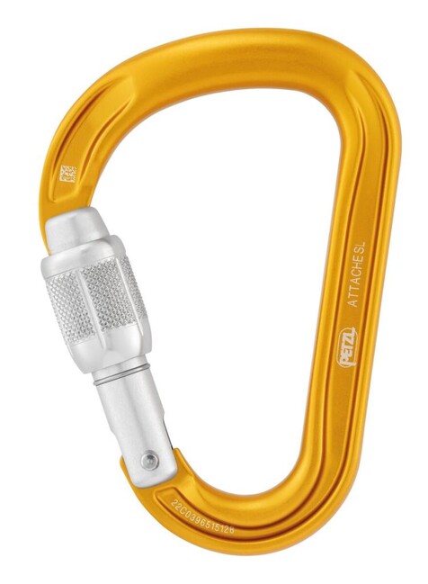 Petzl Attache moschettone hms a sezione circolare con sicurezza di bloccaggio, giallo