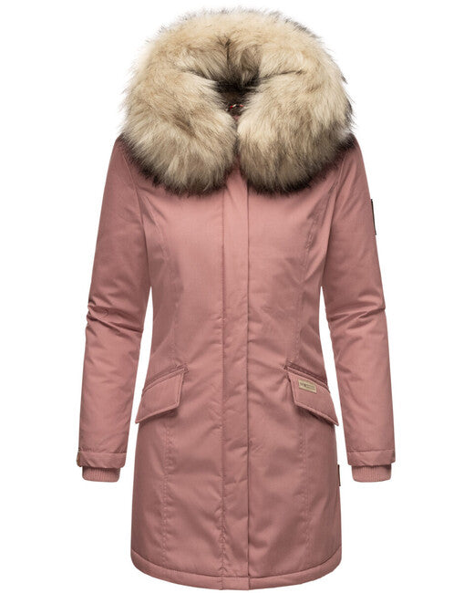 Navahoo Cristal giacca invernale da donna con cappuccio e pelliccia, rosa scuro