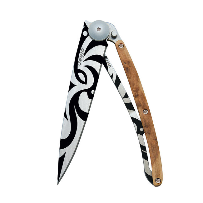 Deejo Tattoo Tribale coltello di chiusura in legno di ginepro