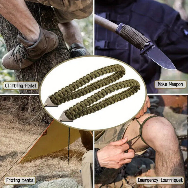 DRAGOWA Tactical Motosega tascabile con manico in paracord Wander, verde