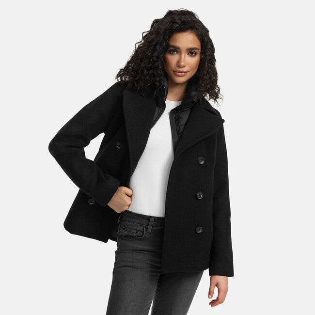 Marikoo Aylaraa cappotto corto da donna con colletto rimovibile, nero