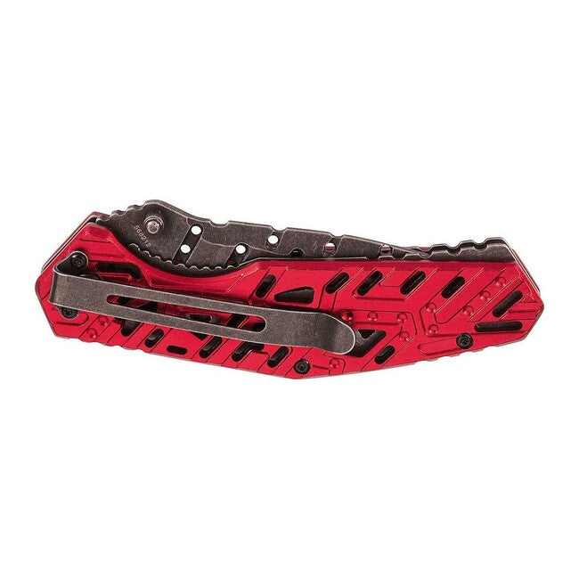 Herbertz Coltello a una mano 9cm , alluminio, rosso, Stonewash