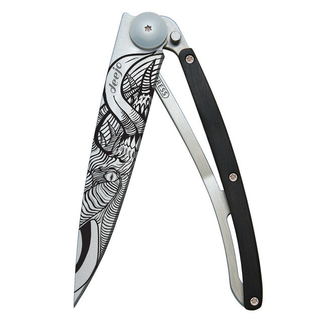 Deejo Fantasy Demon coltello di chiusura, in legno d'ebano