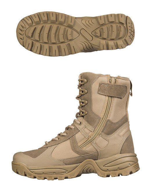 Mil-Tec Patrol stivali con cerniera, marrone Coyote