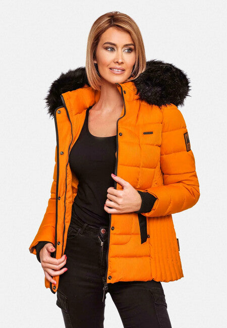 Marikoo Unique giacca invernale da donna con cappuccio, arancione bruciato