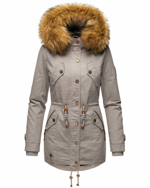Marikoo La Viva Princess giacca invernale da donna con cappuccio, grigia zinco