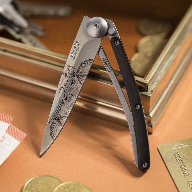 Deejo Tattoo legno Cafe Racer coltello di chiusura