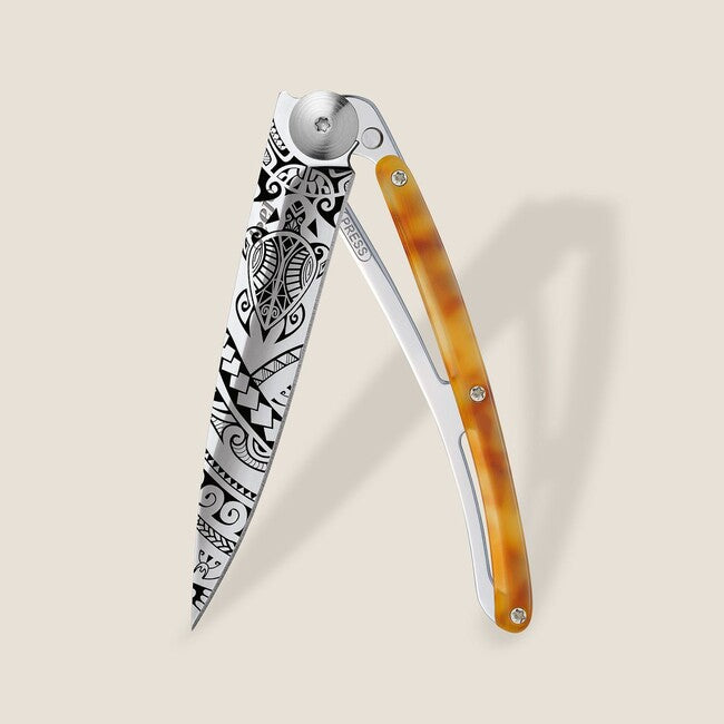 Deejo Tattoo tartaruga polinesiano coltello di chiusura