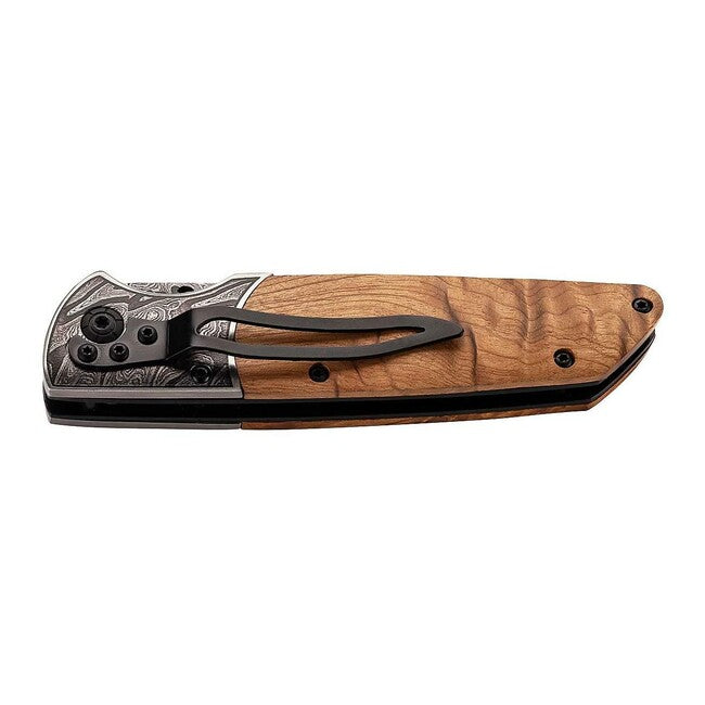 Herbertz Coltello a una mano 8,8 cm legno di radice motivo decorativo in rilievo