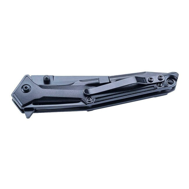Herbertz Coltello a una mano 9,6 cm D2 alluminio fresato CNC, nero