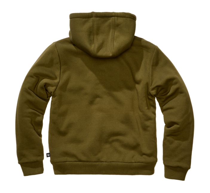 Brandit Sweatjacket Teddylining felpa da uomo con fodera calda, oliva