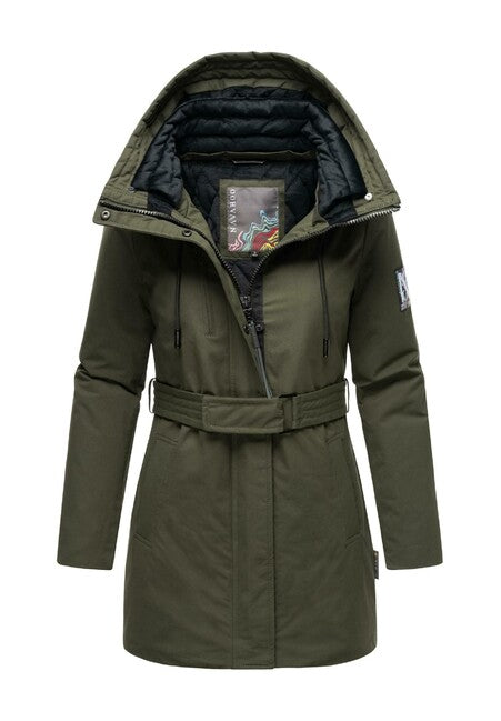 Navahoo Eishauch parka invernale da donna con cappuccio, oliva scuro