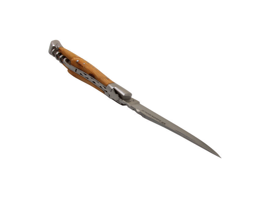 Laguiole DUB073 coltello lama 12 cm acciaio al carbonio cavatappi, manico in ginepro