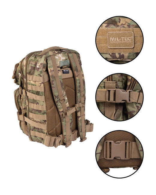 Mil-Tec US Assault zaino, Woodland-arid, 36L
