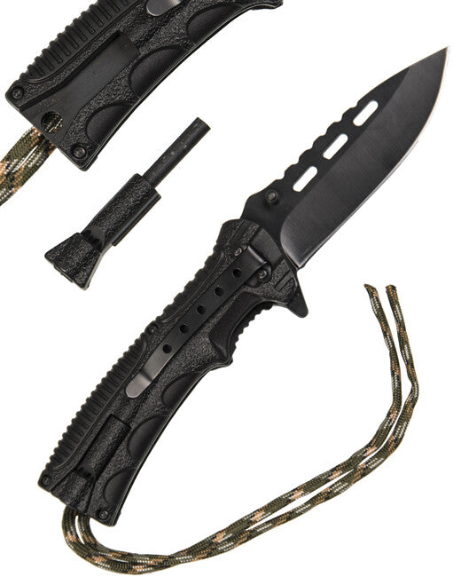 Mil-Tec One-hand Coltello da chiusura Paracord Wood