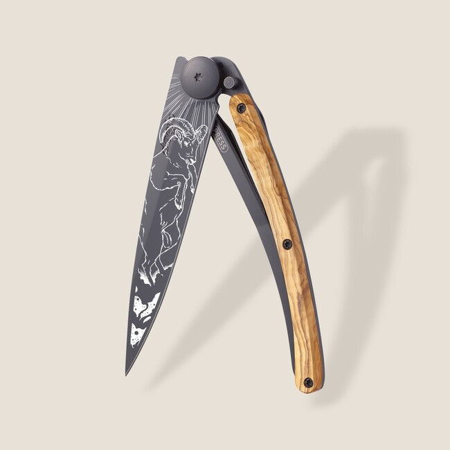 Deejo Tattoo in legno d'ulivo nero Ariete, black