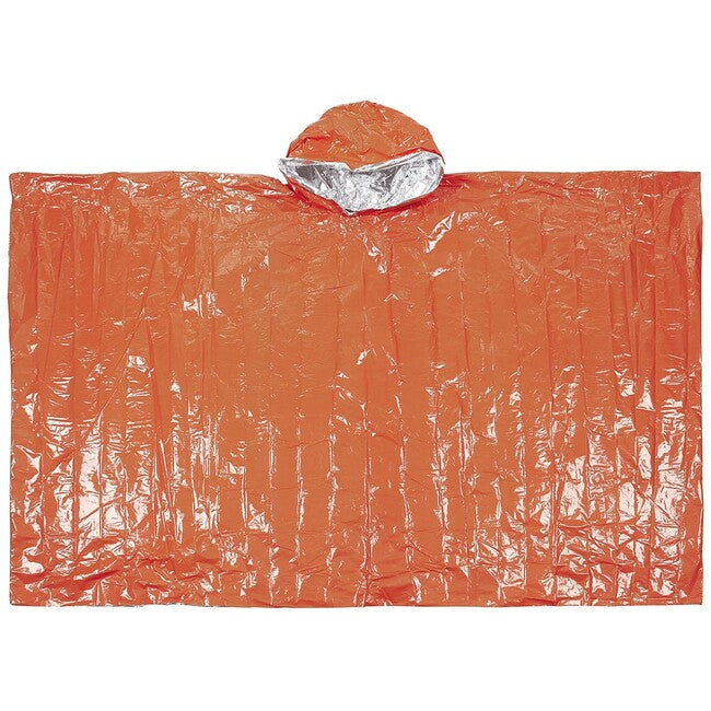 Fox Outdoor Poncho di emergenza monofacciale rivestito in alluminio, arancione