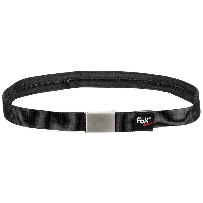 Fox Outdoor Cintura con scomparto interno, nera, circa 4 cm