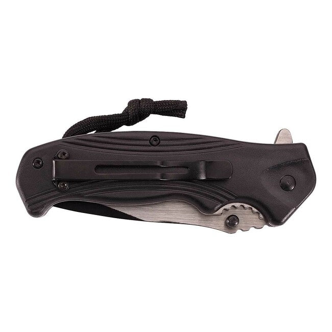 Herbertz Coltello tascabile 9 cm, nero-grigio, alluminio, plastica, paracord