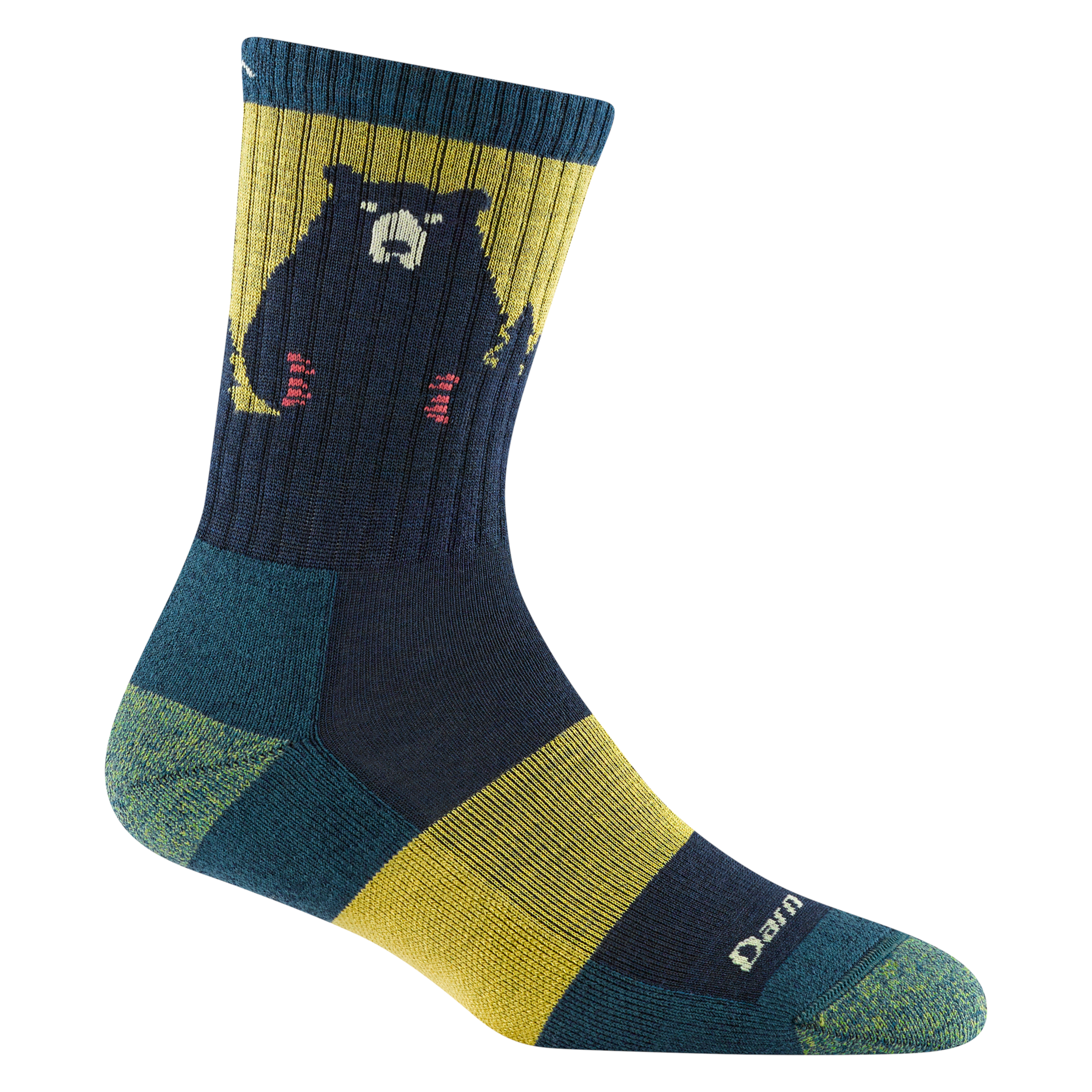 Darn Tough Bear Town Micro Crew Lightweight pohodniške nogavice z blazinjenjem, Dark Teal