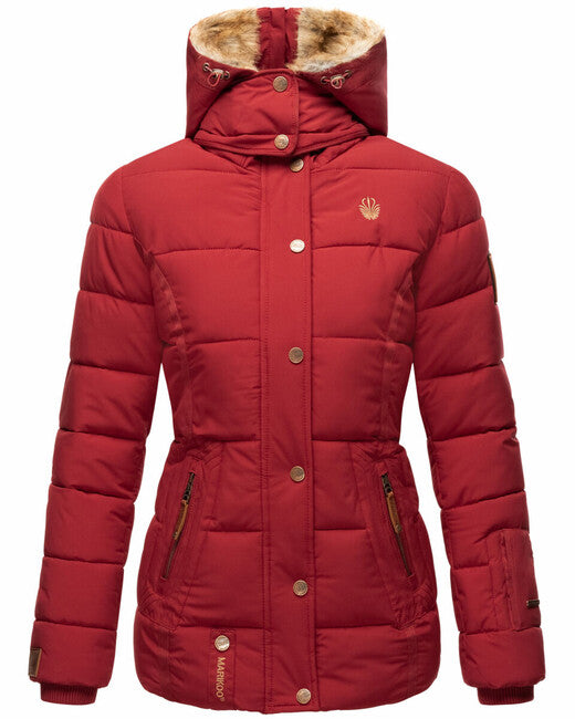 Marikoo Nekoo giacca invernale da donna con cappuccio, rosso scuro