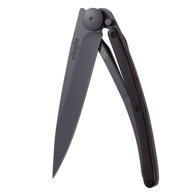 Deejo Coltello di chiusura in legno d'ebano nero